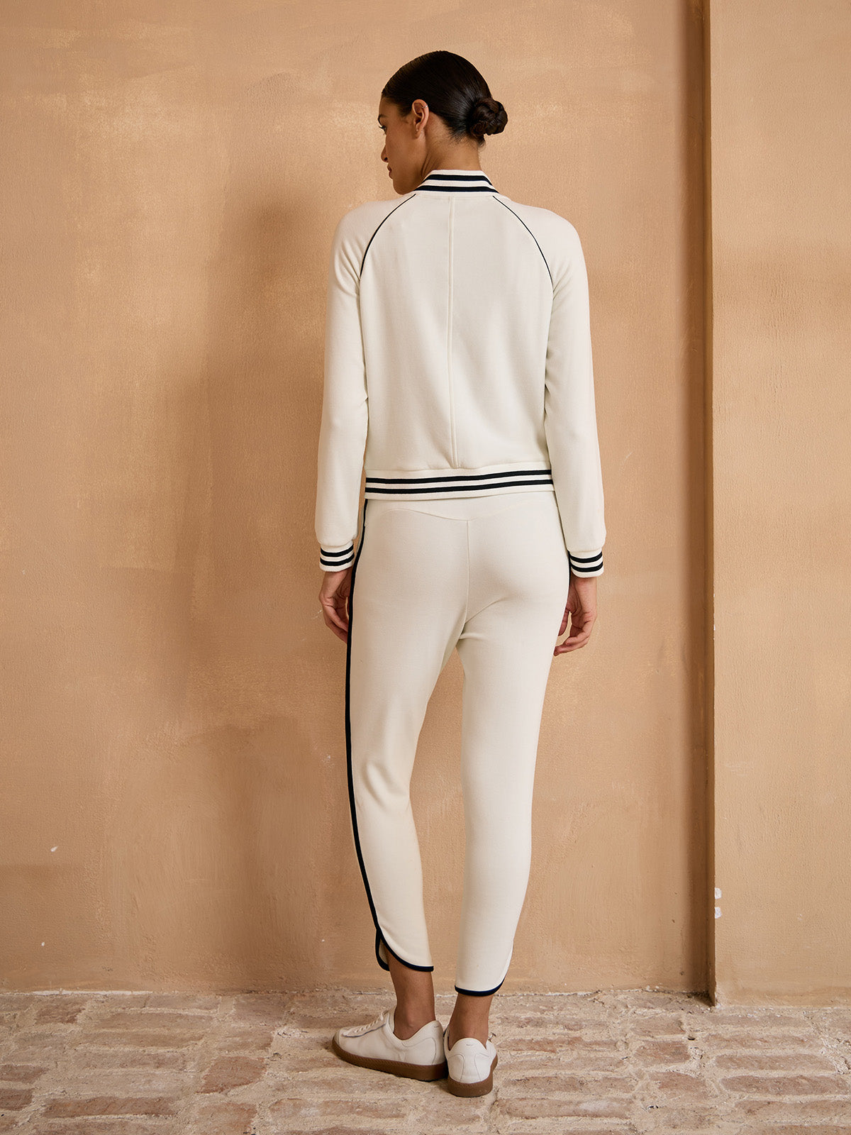 UltraSoft Velour Cropped Trimmed Bomber Jacket
