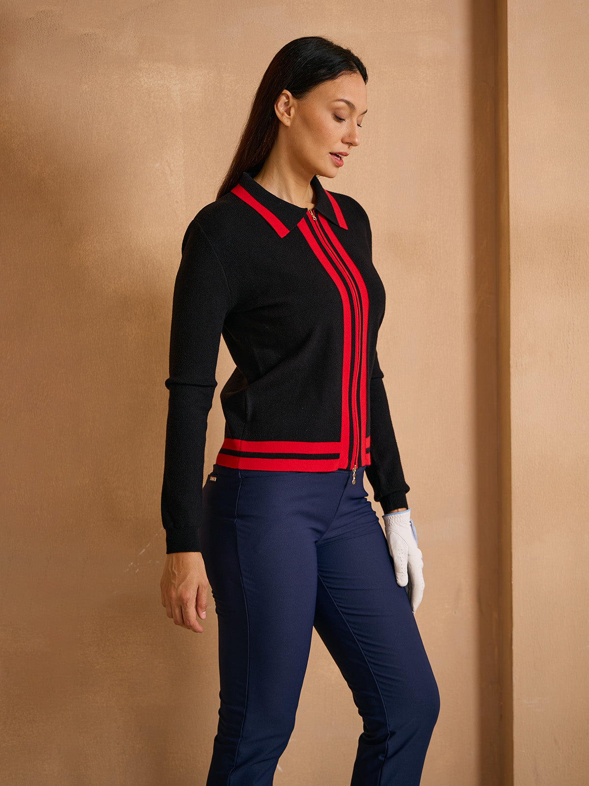 Navycore Golf Colorblock Full Zip Sweater