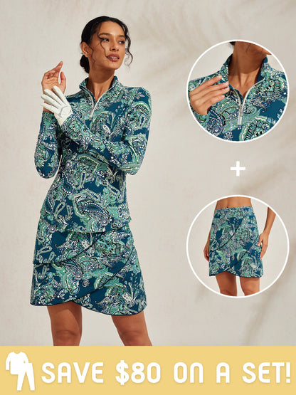 Premium Long Sleeve Mock Neck Quarterzip UPF50+