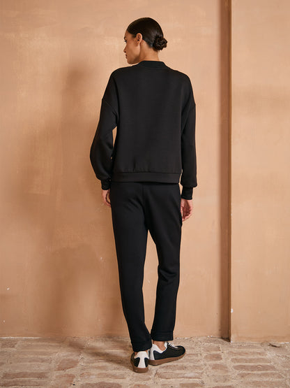 UltraSoft Wool Long Sleeve Stand Collar Button Sweatshirt