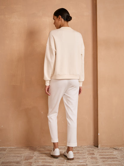 UltraSoft Wool Long Sleeve Stand Collar Button Sweatshirt