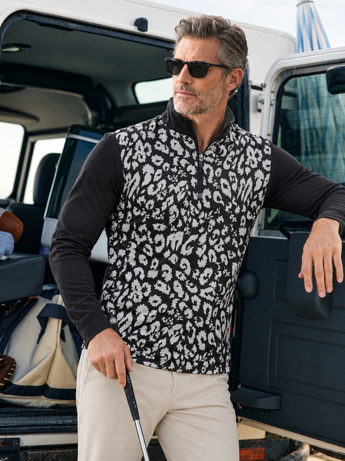 Botanical Energy Men's Golf Shirt Quarterzip UPF50+