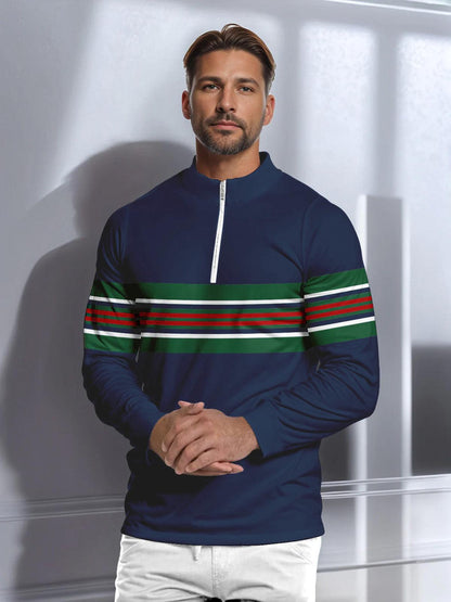 Playful Nautical Men's Golf Shirt Quarterzip UPF50+
