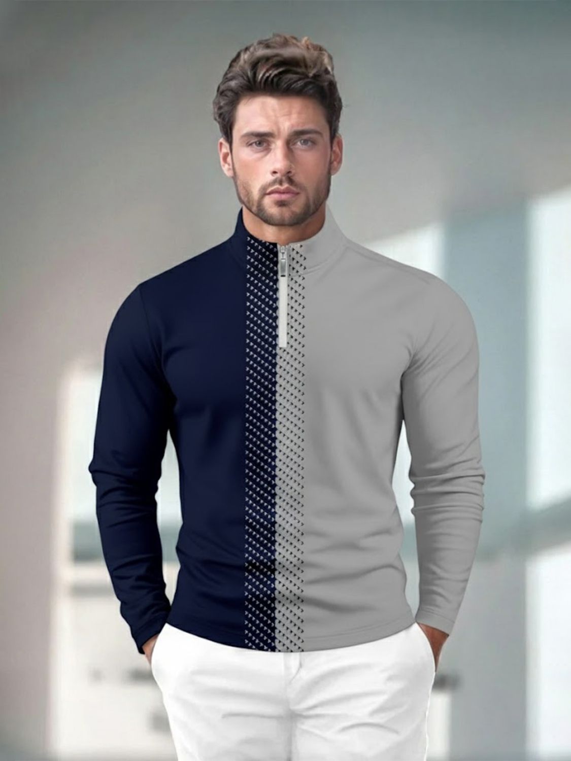 Not So Classic Camiseta de Golf para Hombre con Cuello Cuarto Cremallera UPF50+