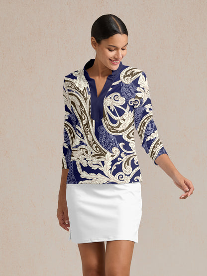 Pretty Feminine Golf Shirt V-Neck Ruffle UPF50+