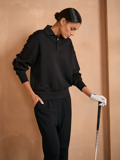 UltraSoft Wool Long Sleeve Collared Button Sweatshirt