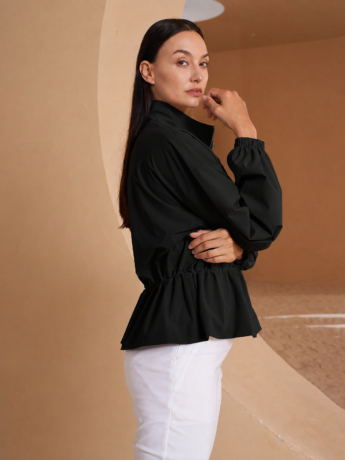 More Than Basic Golfjacke mit Rüschen und Sonnenschutz