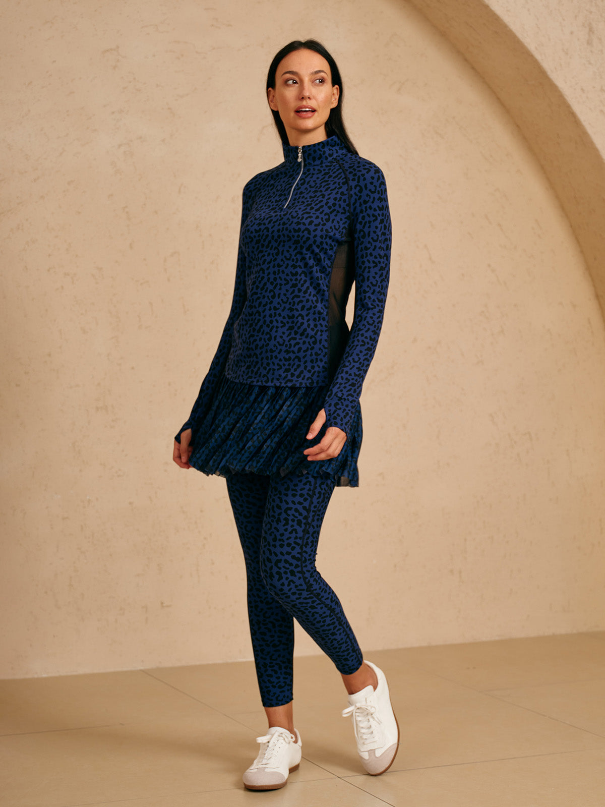 More Than Basic Leopard Mesh Golf Shirt Quarterzip