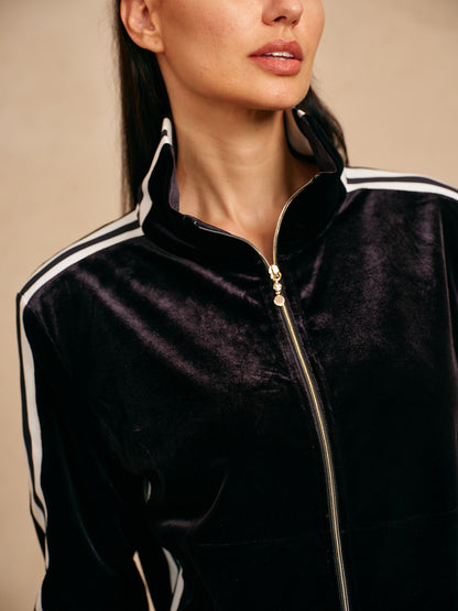 UltraSoft Velvet Chaqueta de Manga Larga con Cierre Completo