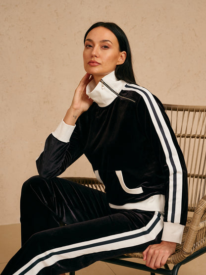 UltraSoft Velvet Sudadera de Manga Larga con Cuello Asimétrico