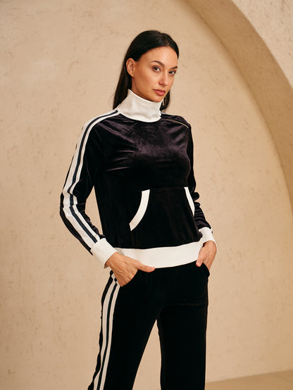 UltraSoft Velvet Sudadera de Manga Larga con Cuello Asimétrico