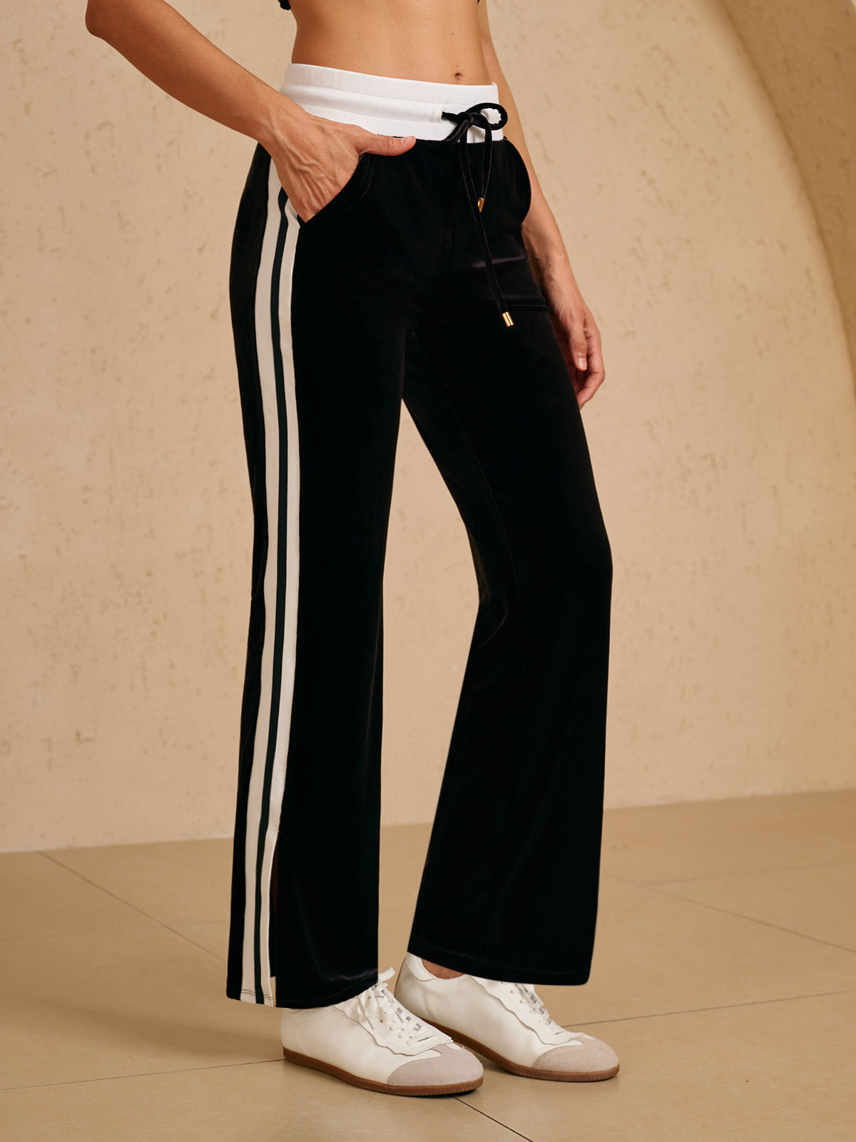 UltraSoft Velvet 40 Inch Stretch Drawstring Wide Leg Pants