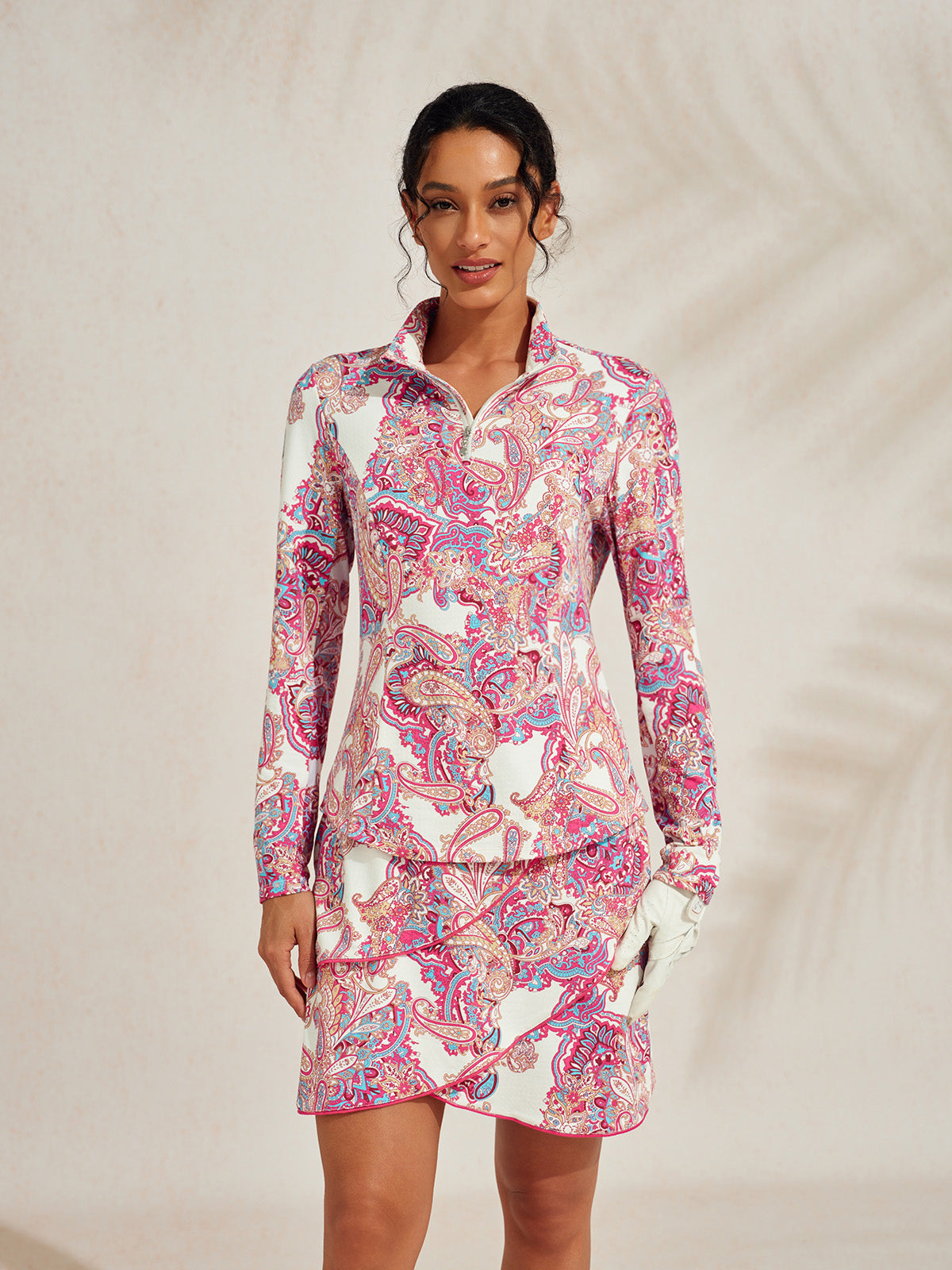 Premium de manga larga con cuello alto y cremallera hasta el pecho UPF50+