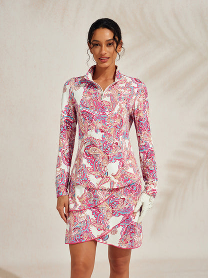 Premium de manga larga con cuello alto y cremallera hasta el pecho UPF50+