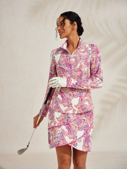 Premium de manga larga con cuello alto y cremallera hasta el pecho UPF50+