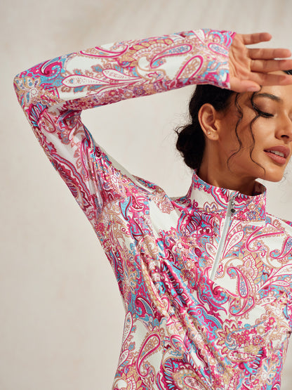 Premium de manga larga con cuello alto y cremallera hasta el pecho UPF50+