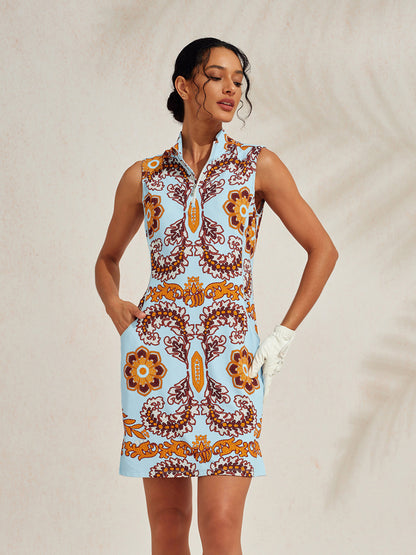 Premium ärmelloses Kleid mit Stehkragen 35.5 Zoll UPF50+