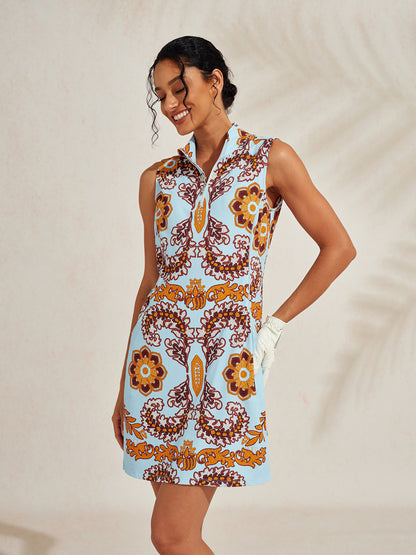 Premium Sleeveless Mock Neck 35.5 Inch Dress UPF50+