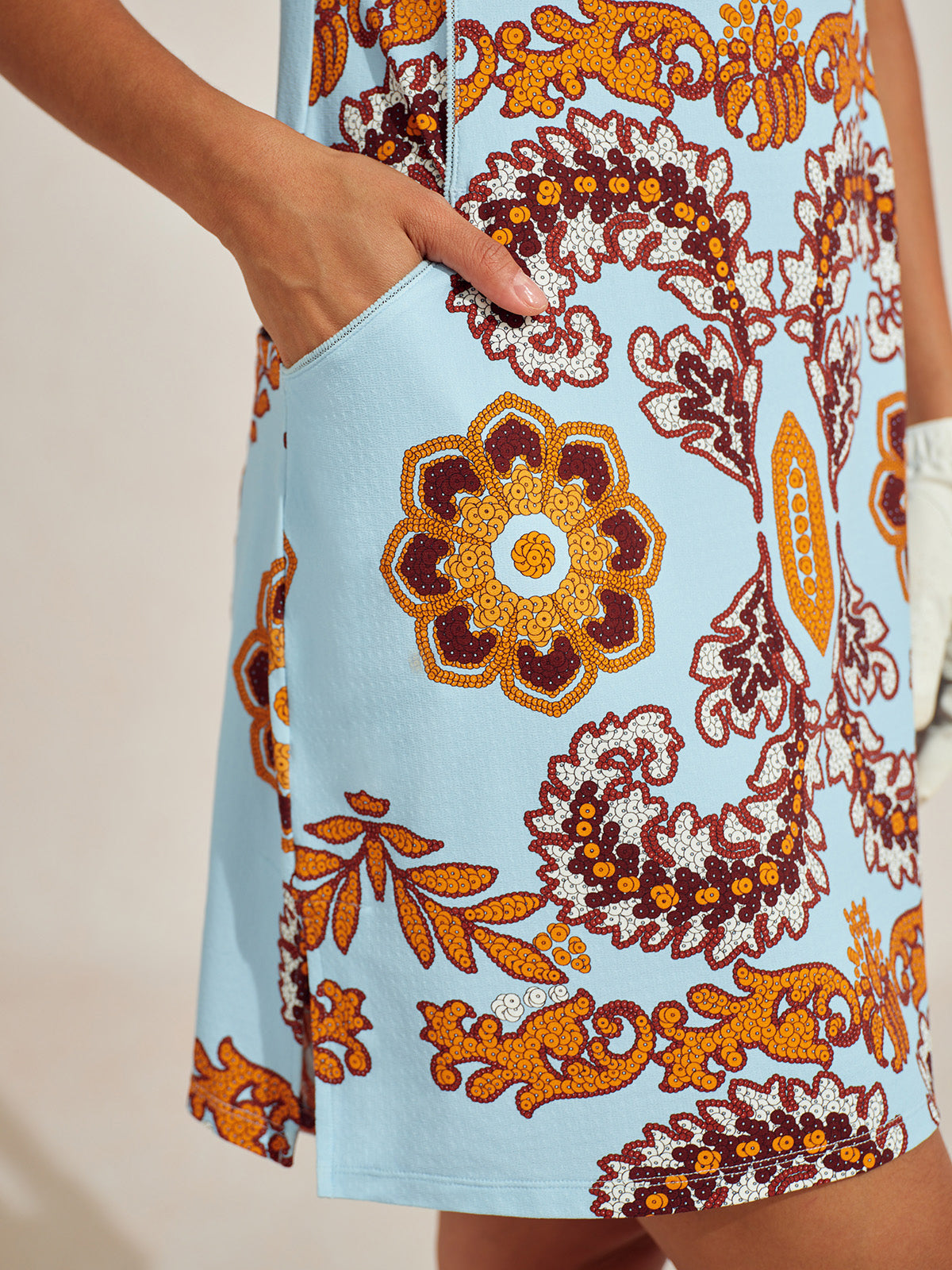 Premium ärmelloses Kleid mit Stehkragen 35.5 Zoll UPF50+