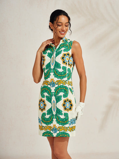 Premium Sleeveless Mock Neck 35.5 Inch Dress UPF50+