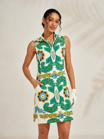 Premium Sleeveless Mock Neck 35.5 Inch Dress UPF50+