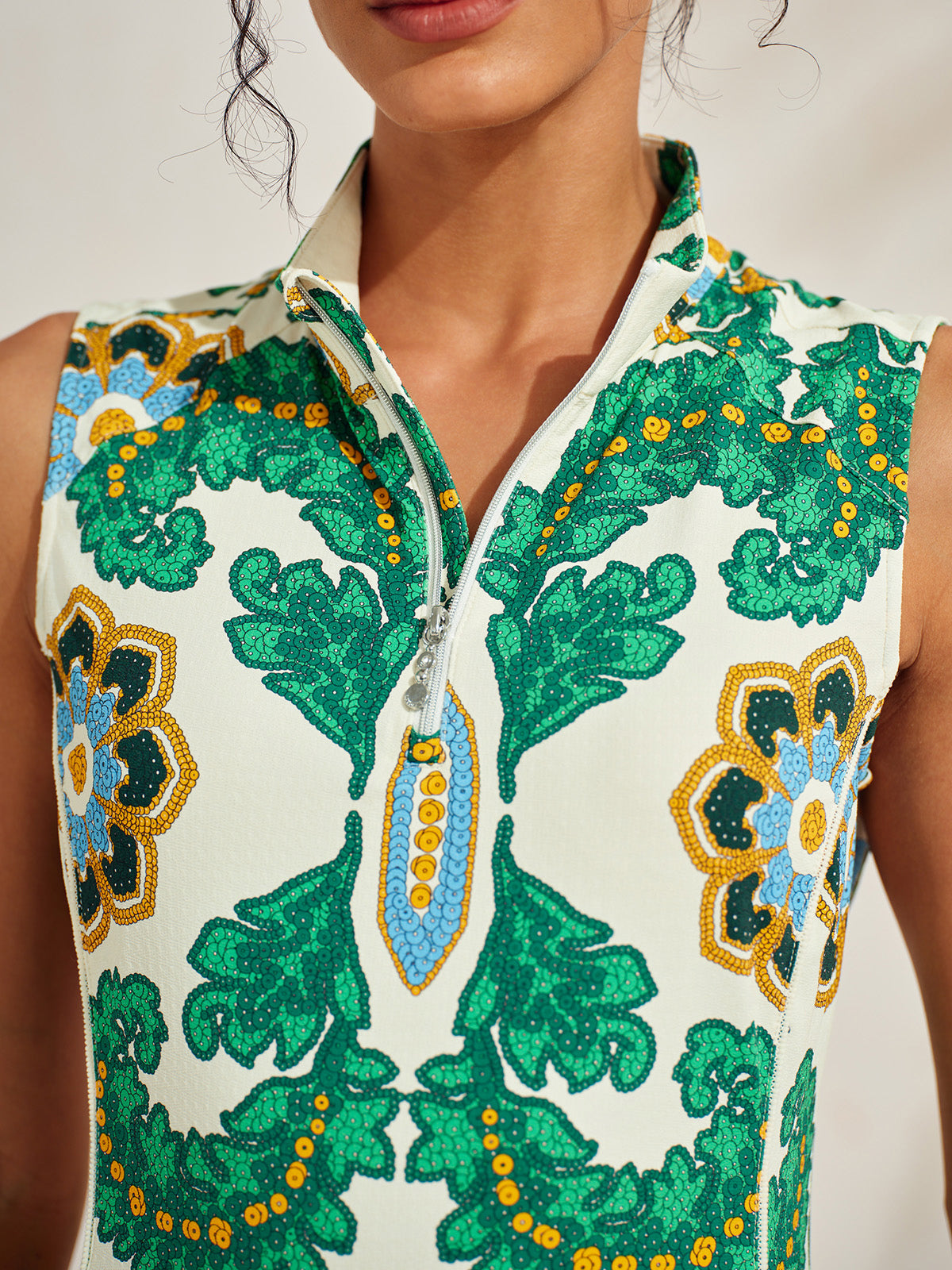 Premium Sleeveless Mock Neck 35.5 Inch Dress UPF50+