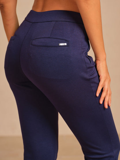 More Than Basic Pantalones Tobilleros con Bolsillo y Cremallera Elásticos