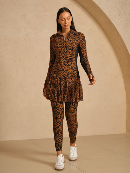 More Than Basic Leopard Mesh Golf Shirt Quarterzip