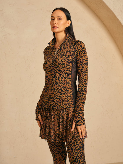 More Than Basic Leopard Mesh Golf Shirt Quarterzip