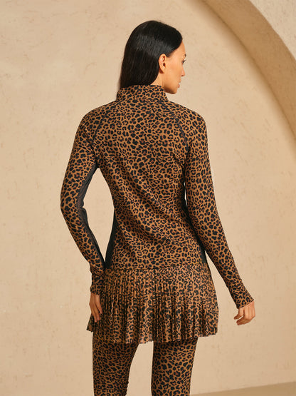 More Than Basic Leopard Mesh Golf Shirt Quarterzip