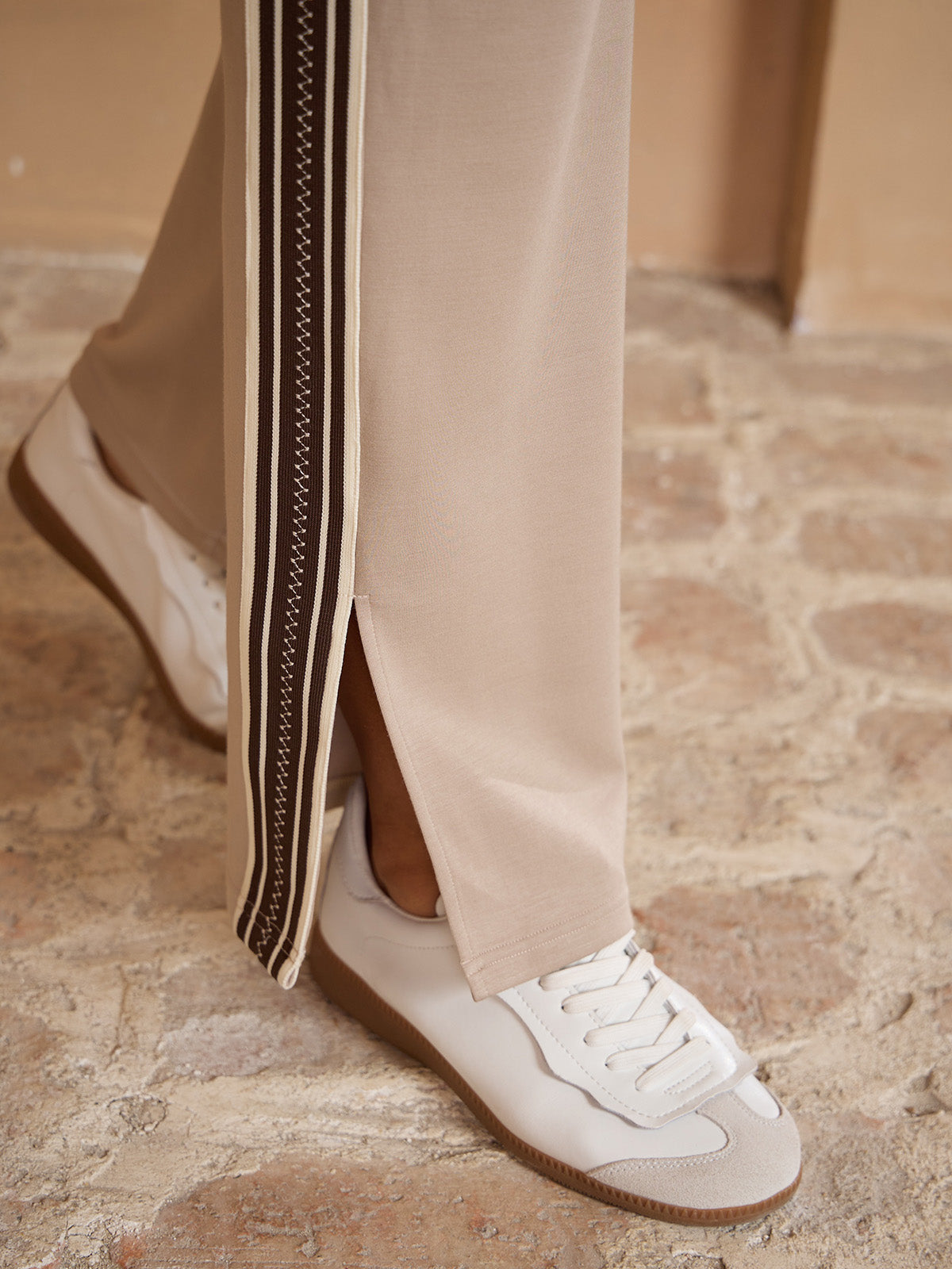 UltraSoft Stripe Trimmed Drawstring Wide Leg Pants