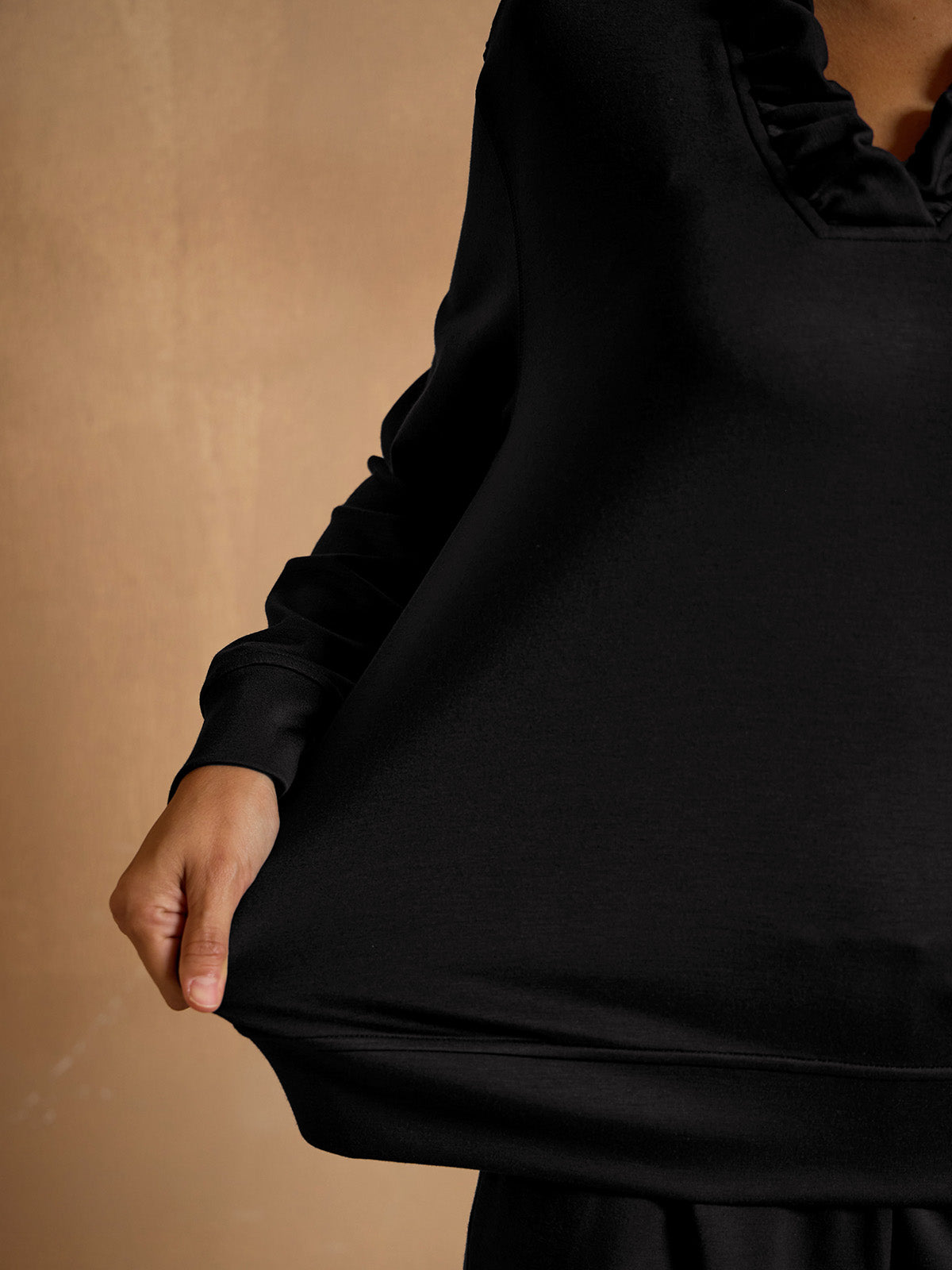 UltraSoft Long Sleeve Ruffle V-Neck Sweatshirt