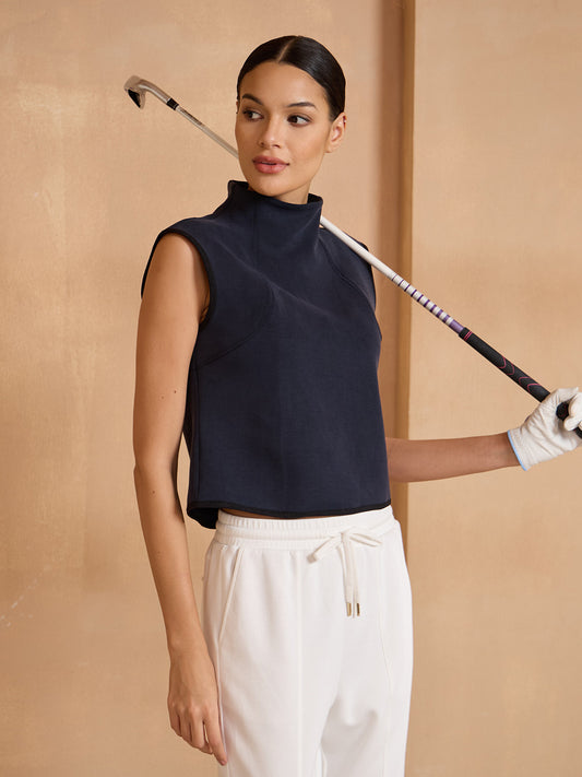 UltraSoft Sleeveless Funnel-Neck Golf Sweatshirt