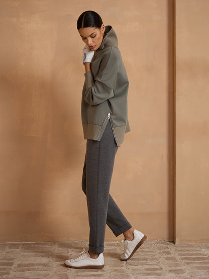 UltraSoft Wool Long Sleeve Knit Stitching Sweatshirt