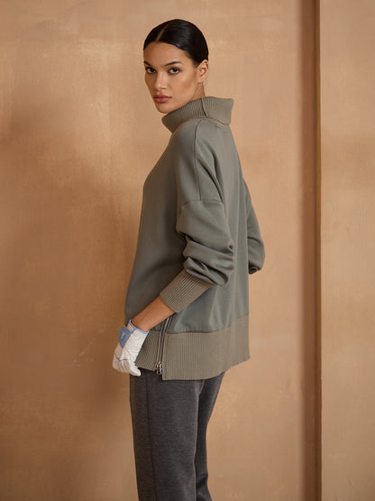 UltraSoft Wool Long Sleeve Knit Stitching Sweatshirt