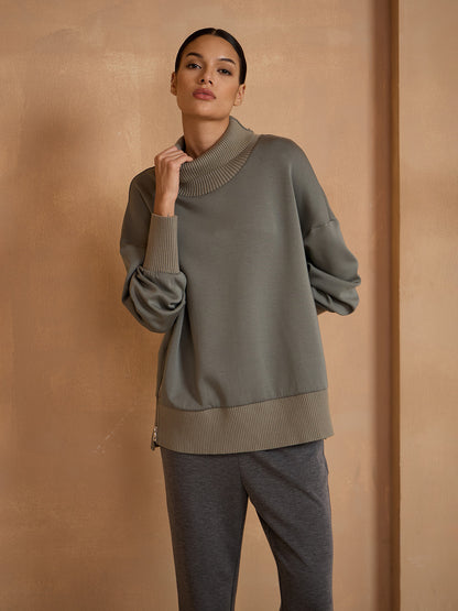 UltraSoft Wool Long Sleeve Knit Stitching Sweatshirt