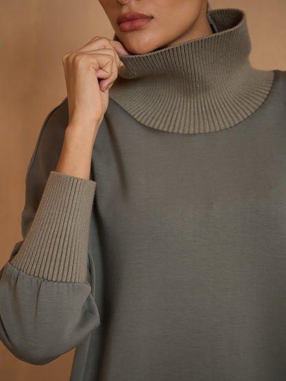 UltraSoft Wool Long Sleeve Knit Stitching Sweatshirt