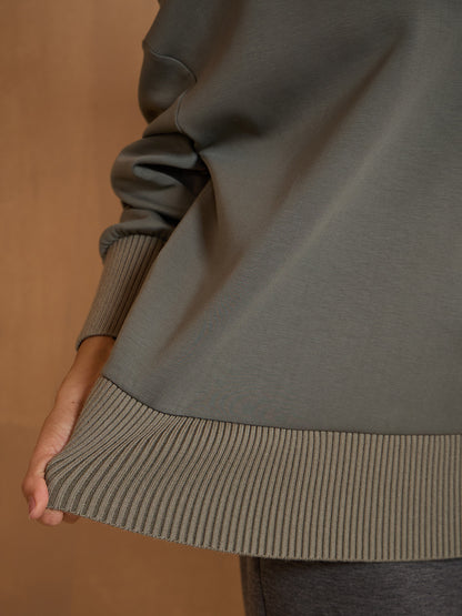 UltraSoft Wool Long Sleeve Knit Stitching Sweatshirt