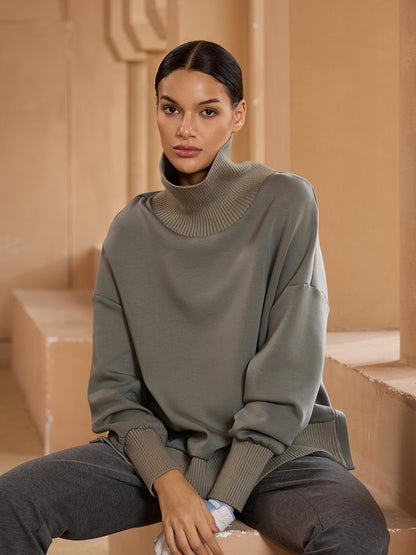 UltraSoft Wool Long Sleeve Knit Stitching Sweatshirt