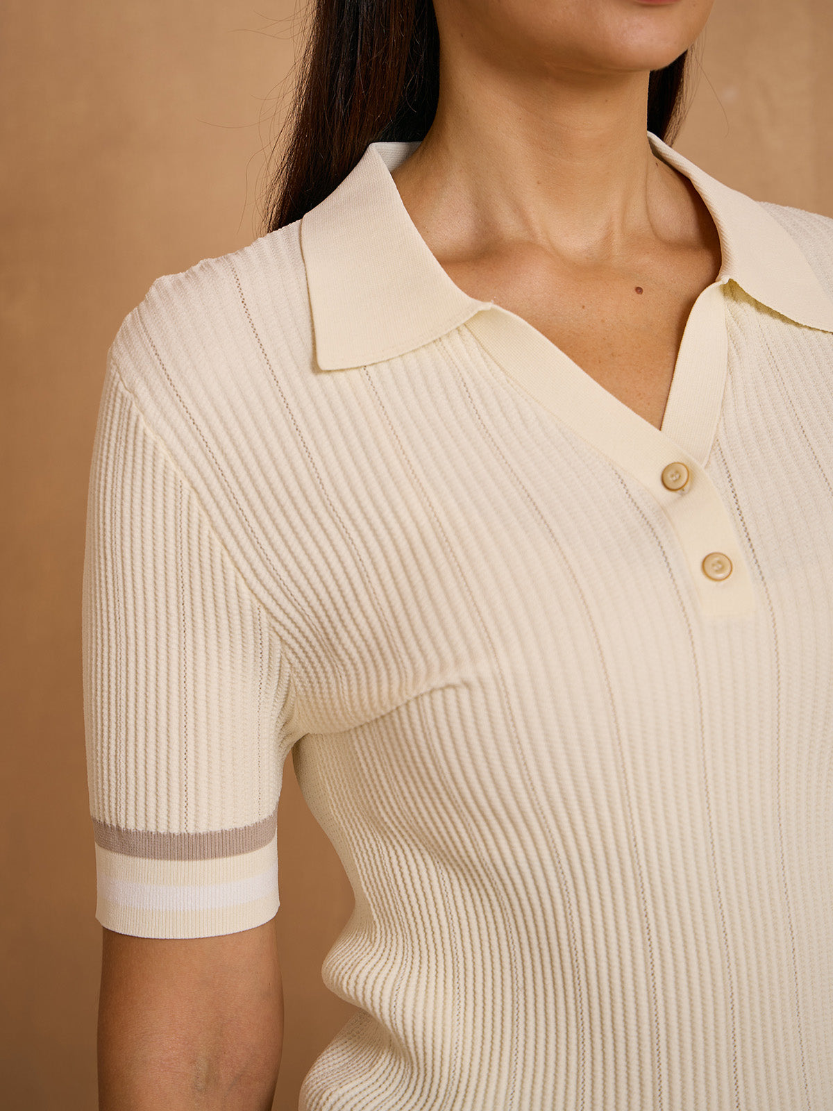 More Than Basic Short Sleeve V Neck Knit Golf Polo Shirt