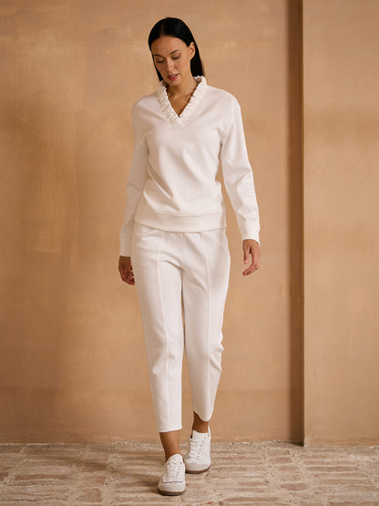 UltraSoft Long Sleeve Ruffle V-Neck Sweatshirt