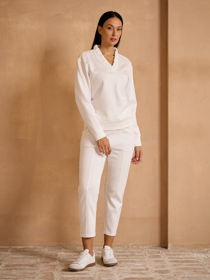 UltraSoft Long Sleeve Ruffle V-Neck Sweatshirt