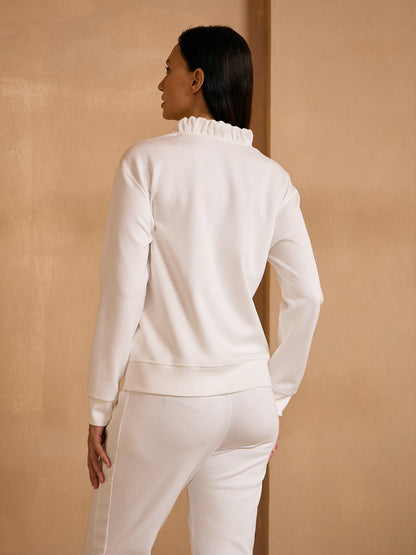 UltraSoft Long Sleeve Ruffle V-Neck Sweatshirt