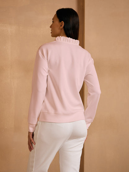UltraSoft Long Sleeve Ruffle V-Neck Sweatshirt
