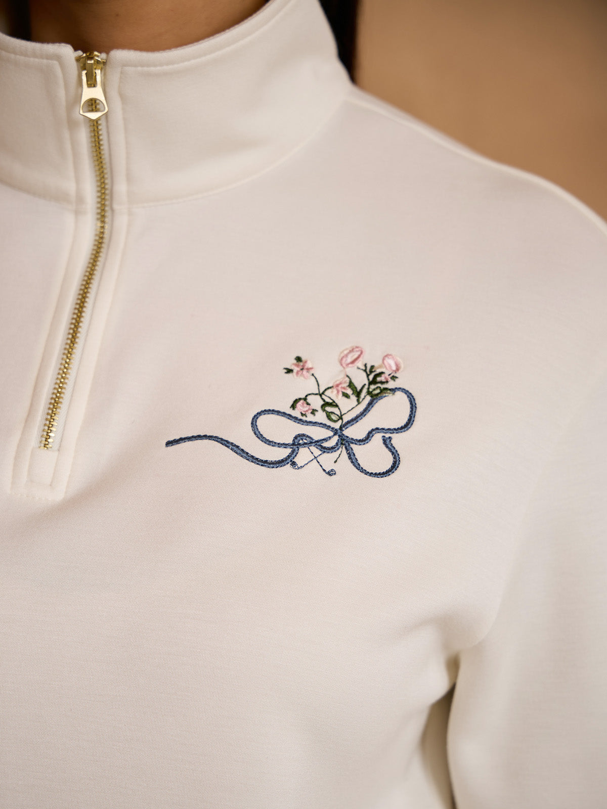 UltraSoft Long Sleeve Floral Embroidered Sweatshirt