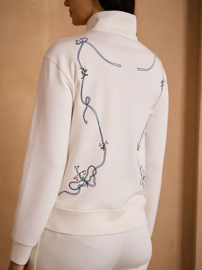 UltraSoft Long Sleeve Floral Embroidered Sweatshirt