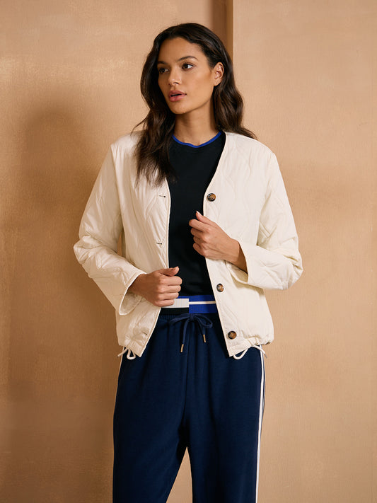 Crisp Couture Quilting Button Puffer Jacket