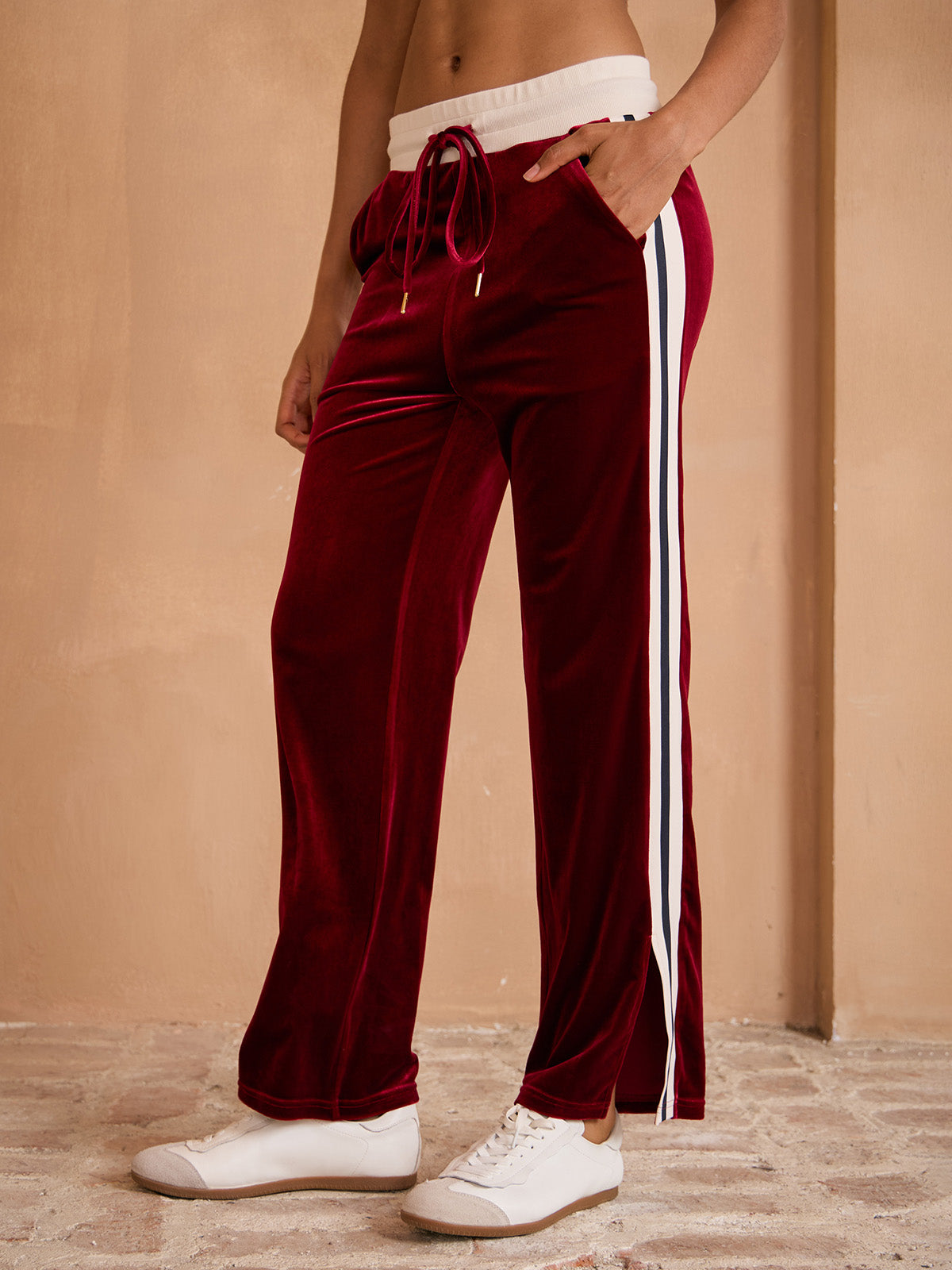 Pantalon large en velours UltraSoft extensible à cordon