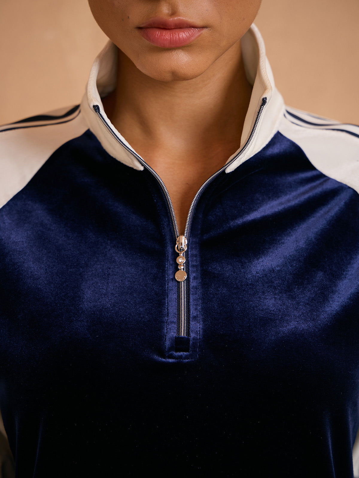 UltraSoft Velour Long Sleeve Color Block Quarterzip Sweatshirt