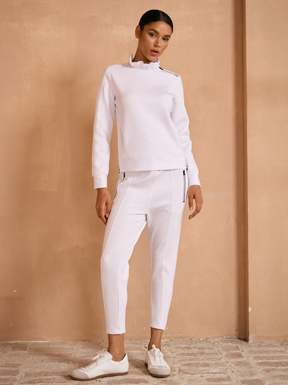 More Than Basic Ruffle Collar Golf Sweatshirt